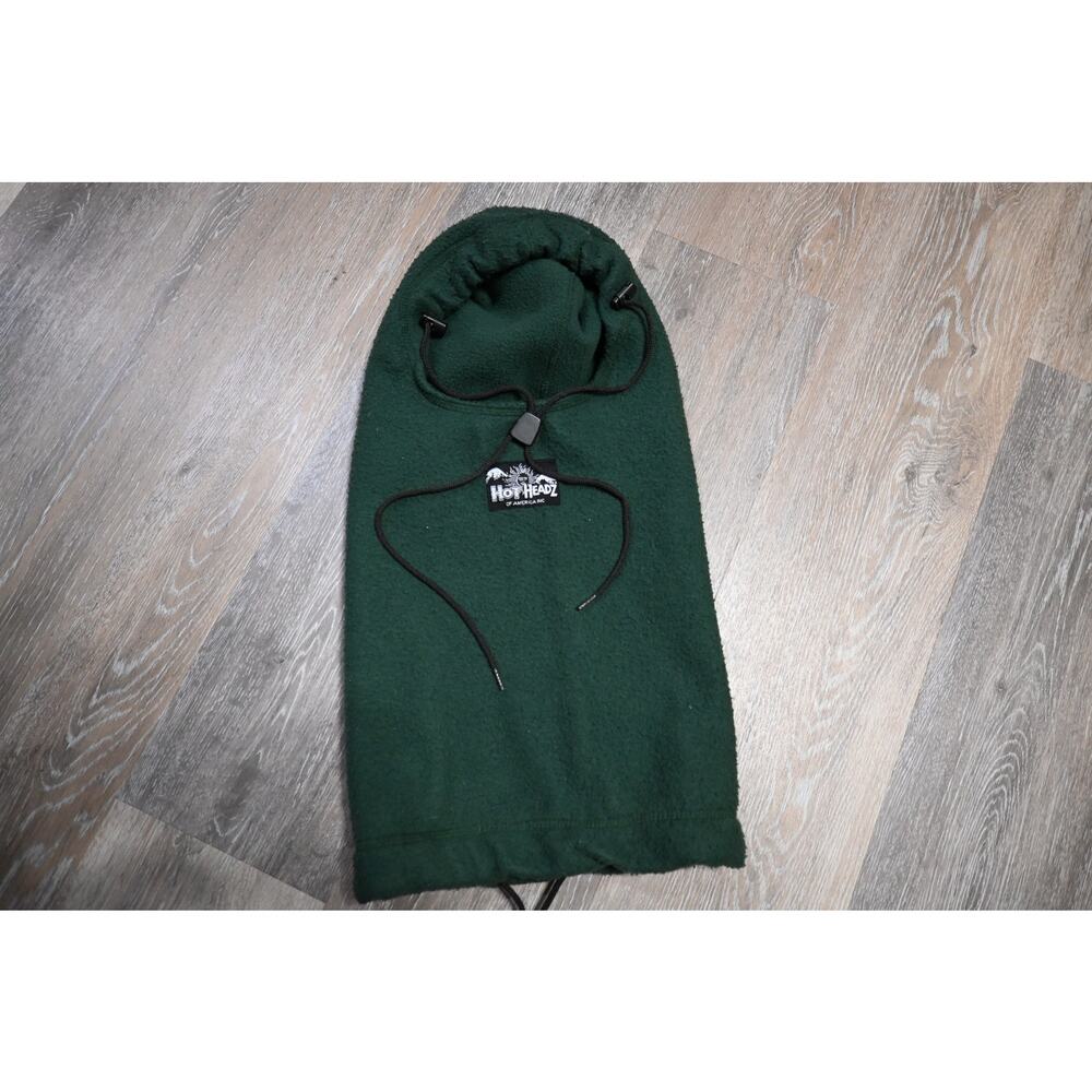 Hot Headz Fleece Balaclava Hood Green Cold Weather Ski Snow Face Mask
